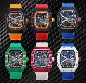 67-02 Skeleton Quartz Watch Bright Nylon Band Sport Wristwatch