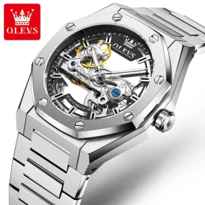 6742 Men’s Mechanical Automatic Watch Hollow Skeleton Dial Waterproof Custom Logo Luxury Wristwatch for Men