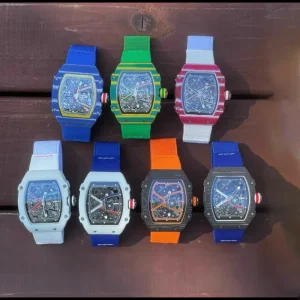 7.8mm 6702 Carbon Fiber Sport Watch with Bright Velcro Strap Integrated Movement Genuine Gear Automatic Winding Original Box