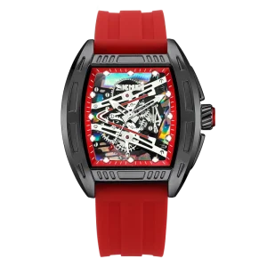 7068 Customized Luxury Skeleton Quartz Watch for Men Iced Case Sporty Look 22mm Band