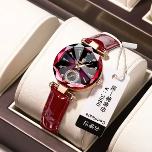 719 Fashion Wristwatch Original Quartz Movement Women’s Leather Strap Diamonds Waterproof Watch for Ladies