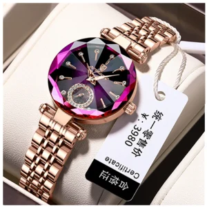 719 Watch for Women Luxury Rose Gold Stainless Steel Quartz Wristwatch Waterproof Fashion Ladies Watch