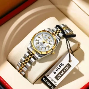 780 Luxury Elegant Watch for Women Waterproof Luminous Date Ladies Watch Stainless Steel Quartz Women’s Watch
