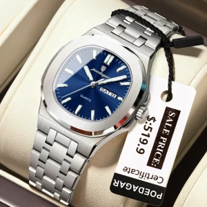 792 Watch for Woman Luminous Date Week Square Ladies Watch Stainless Steel Quartz