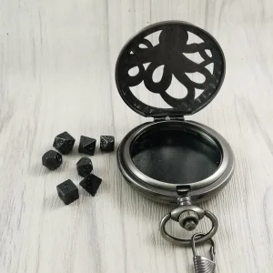 7pcs DND Mini Dice with Pocket Watch Case Set Portable Polyhedron Metal Dice for Dungeons&Dragons Table RPG