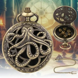 7pcs Portable Mini Role Playing Dice with Pocket Watch Shell Cards Board Game Polyhedral Metal Dice Set