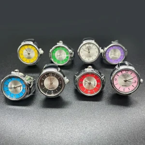 8 Color Luxury Stainless Steel Alloy Wedding Ring Watch Tri Color Numeral Dial Quartz Silver Plated Elastic Unisex