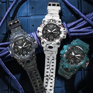 8008MC Custom LED Display Sport Wristwatch with Stopwatch Alarm 50 Bar Water Resistance Multifunction Digital Watch