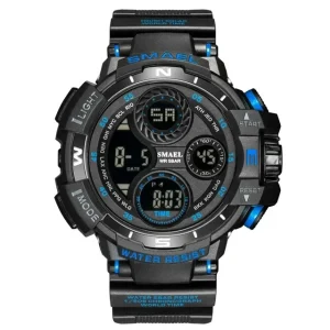 8022 Watches Men Wristwatch Dual Display 12 24-Hour Waterproof Digital Anti-seismic Alarm Clock Timing Function