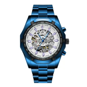 8042 Stainless Steel Waterproof Men’s Skeleton Watches Transparent Mechanical Sport Male Wrist Watches