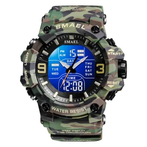 8049MC Sports Camouflage Watch Electronic Water Resistant Stop & Alarm Relojes De Hombre
