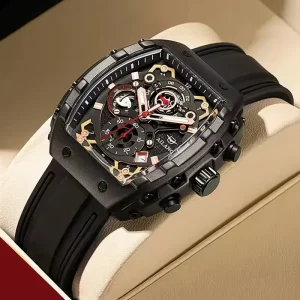 8096 Barrel-Shaped Men’s Quartz Wristwatch Bracelet Luxury Silicone Watch Waterproof Reloj
