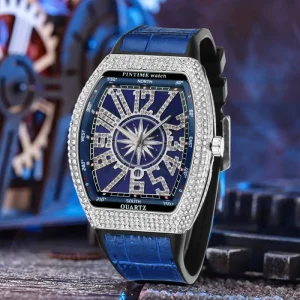 8122 Quartz Watch Diamond Hip Hop Man Sliver Wrist Watch Waterproof Men’s Watches