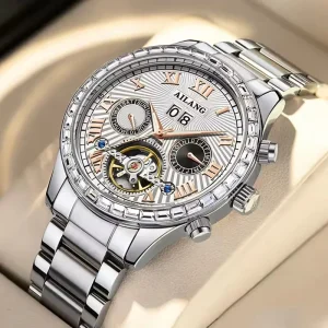 8139 luxury diamond mechanical watch, business fashion wristwatch, automatic, bracelet, hollow tourbillon, reloj