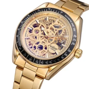 8152 Male Mechanical Watch Steel Strap Water Resist Automatic Skeleton Character Watch Kit