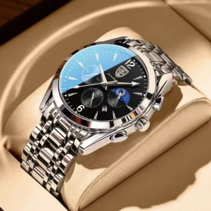 829 Men’s Stainless Steel Luxury Quartz Watch Waterproof Date Luminous Features Business Style