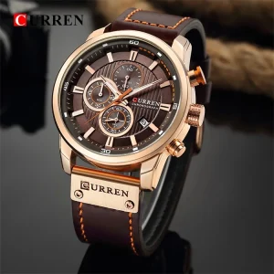 8291 Fashion Quartz Men Watch Analog Digital Leather Watch Casual Sport Waterproof Quartz Watch