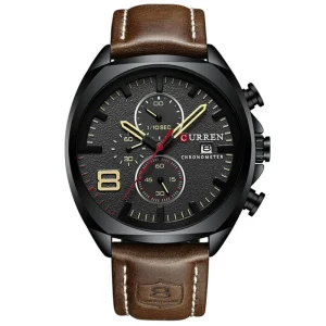 8324 Leather Strap Classic Men Chronograph Quartz Watch Mens Watch