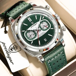 838 Luxury Leather Strap Round Multifunctional Chronograph Luminous Waterproof Quartz Watch for Men