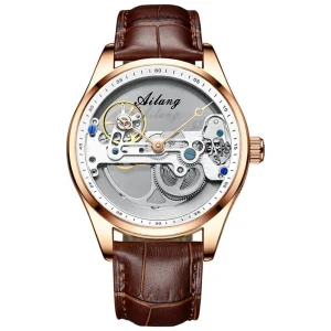 8625 Hollow Out Automatic Movement Mechanical Watch Men’s Fashion Leather Strap Business Watch