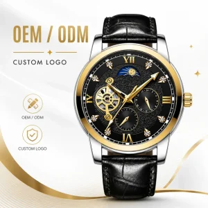8859 Automatic Watch for Men Waterproof Leather Band Mechanical Clock Business Style with Custom Logo Free Engraving Service