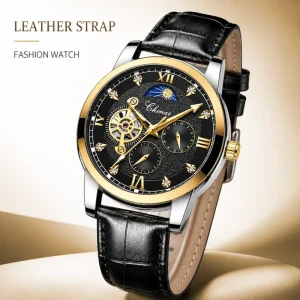 8859 Men’s Automatic Mechanical Watch Stainless Steel 20mm Water Resistant 30M Leather Business Watch Custom Logo Option