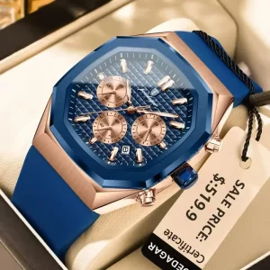 893 Business Watch for Men Waterproof Luminous Chronograph Date Wristwatch Silicone Strap Quartz Men’s Watch