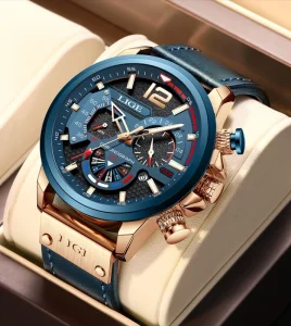 8959 Quartz Watch Stainless Steel Band Leather Strap Chronograph 3ATM Waterproof Watch for Men