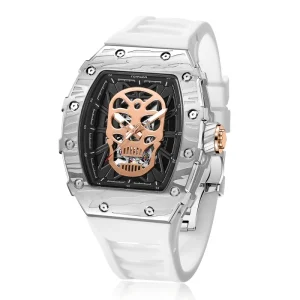 8N24 Japanese Mechanical Movement Automatic Men’s Watch Stainless Steel Case Silicone Strap Sport Watch