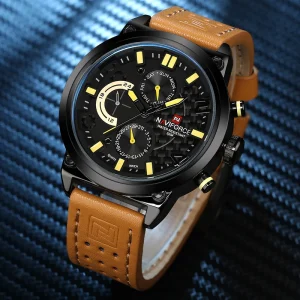 9068 Men Sport Watches Quartz Watch Genuine Leather Waterproof Wristwatch for Men