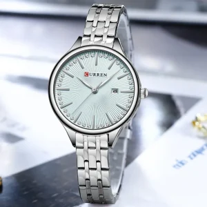 9099 Fashion Calendar Reloj Casual Waterproof Stainless Steel Strap Women’s Quartz Watch Business Wristwatch for Ladies