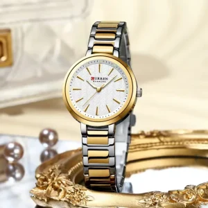 9109 Elegant Women’s Quartz Watch Simple Luminous Clock Waterproof Stainless Steel Strap Gold Luxury Ladies Watch