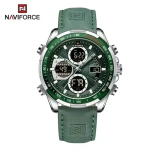 9197 Men’s Luxury Sports Watch Leather Band LCD Wristwatch Waterproof Alarm Dual Display Quartz Digital Watch