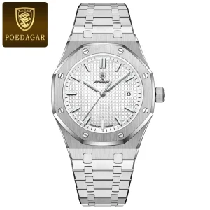 924 World Custom Brand Men Quartz Watch Steel Strap Water Resist Calendar Business Watch Set