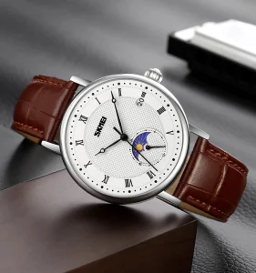 9308 Moon Phase Quartz Men’s Watch Luxury Fashion Leather Band