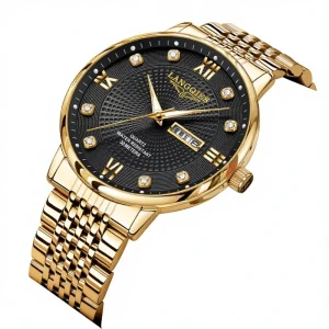 9655 Business Timing Diamond Business Formal Fashion Stainless Steel Double Calendar Relojes Para Hombres Men Quartz Watch