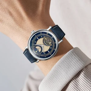 9829B Mens Mechanical Watch Lunisolar Display Genuine Leather Strap Automatic Hollow Out Luminous Watch