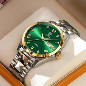 985 Luxury Business Men’s Watch Stainless Steel Waterproof Quartz Movement Glass Dial Sports Casual