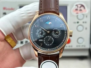A men’s mechanical chronograph with perpetual calendar and moon phase function crafted with luxury craftsmanship