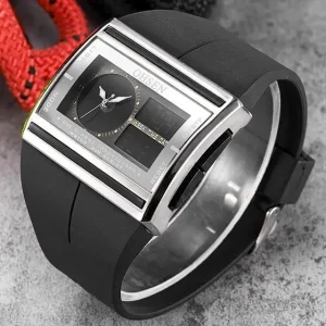 AD0518 Men Square Dual Display Watch LED Electronic Classic Wristwatch Waterproof Digital Wristwatch