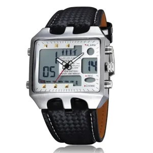 AD0930 Boys Digital Watch Leather Band Waterproof Date Display Calendar Travel Watch Set