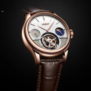 AESOP Stylish Multi Function Tourbillon Watch Classic Black White Moon Phase Men’s Mechanical Watches