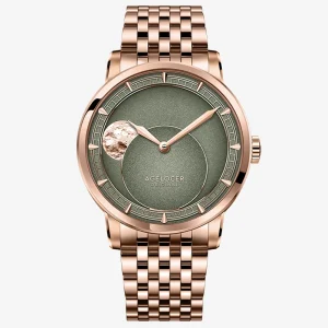 AGELOCER Major Breakthrough 29.51 Days Moon Phase Gold Watch Steel Strap Original Astronomer Men’s Mechanical Watch
