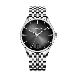 AGELOCER Original Budapest Watch Steel Strap Men’s Business Big Calendar Date Automatic Mechanical Watch Birthday Gift for Men