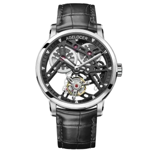 AGELOCER Original Tourbillon Watch Men’s Business Formal Luxury Skeleton Manual Mechanical Watch Birthday Gift for Men