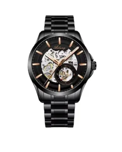 AILANG Fashion Men Automatic Mechanical Luminous Stainless Steel Luxury Business Transparent Skeleton Watch