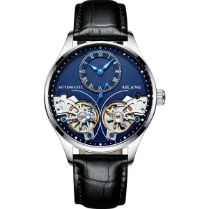 AL-882B Luxury Dual Tourbillon Timing 24-hour Skeleton Hollow Automatic Mechanical Men’s Watch
