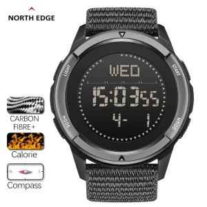 ALPS Men’s Digital Carbon Fiber Outdoor Watch Shock Sports Super Light Compass Waterproof 50M Wristwatches