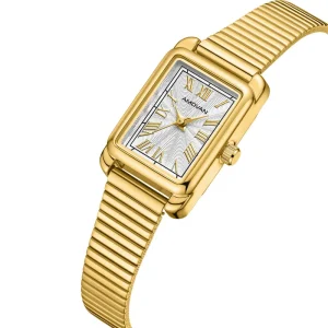AMOVAN Women’s Exquisite Luxury Antique Quartz Stainless Steel Band Watch Waterproof Rectangle Square Design Simple Alloy Glass