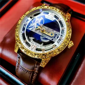 AOKULASIC Men Automatic Wristwatch Fashion Mechanical Male Bracelet Sport Luxury Watch for Man Skeleton Hollow Reloj Vintage